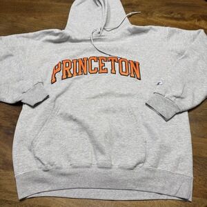Champion Princeton University Embroidered Hoodie Sweatshirt Large Gray